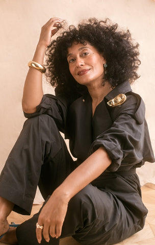 Tracee Ellis Ross  green boiler suit White Space Jewelry Fierce Chick Friday
