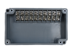 Top View of 10 Position Grey ABS/Polycarbonate Clear Cover Terminal Enclosure Junction Box.