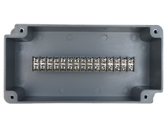 Top View of 15 Position Grey ABS Terminal Enclosure Junction Box with center marks.