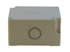 Side View of 6 Position Ivory ABS Terminal Enclosure Junction Box with molded knockouts.