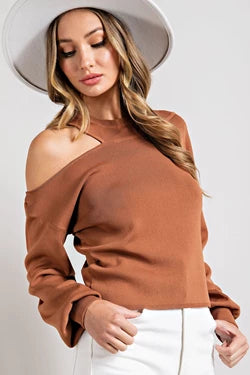 She’s So Cold-Shoulder Knit Sweater