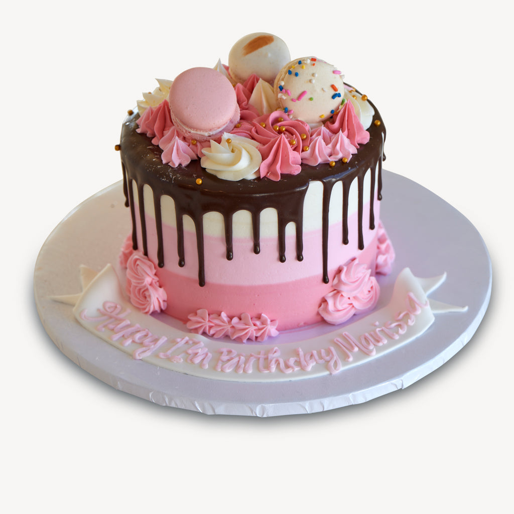 Para construir La forma vela Online Cake Order - Pink Macaron Drip Cake #2Drip – Michael Angelo's