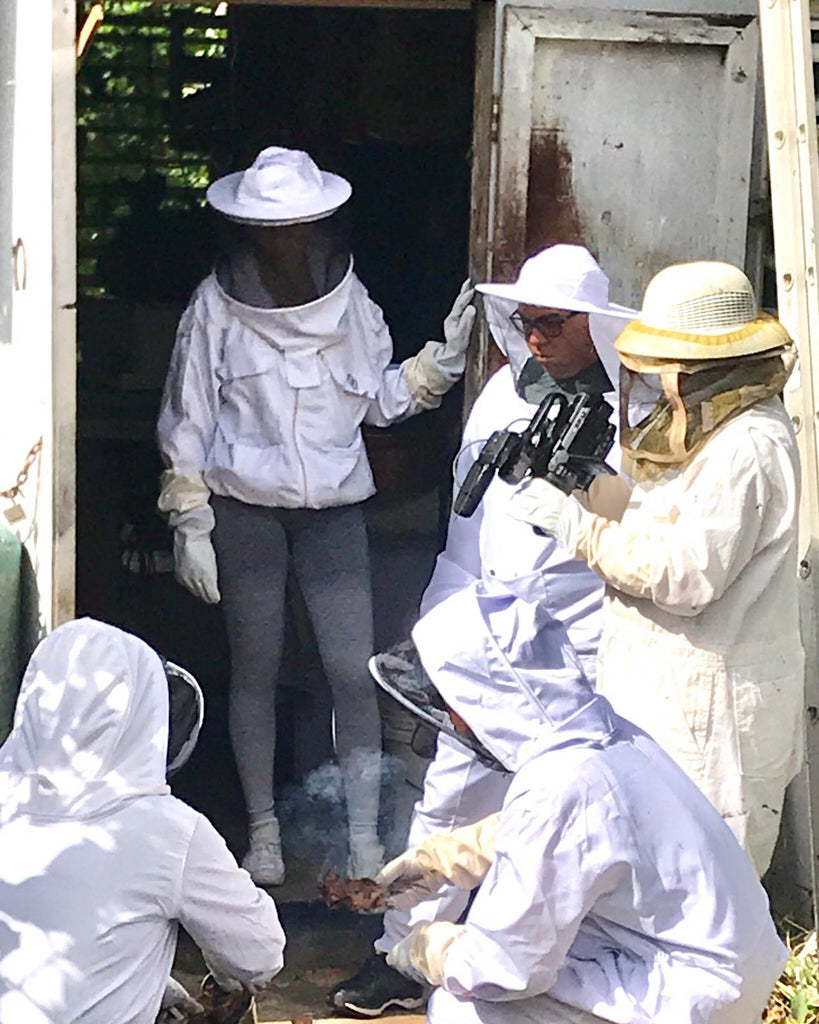 preparing bee smokers with coconut shells