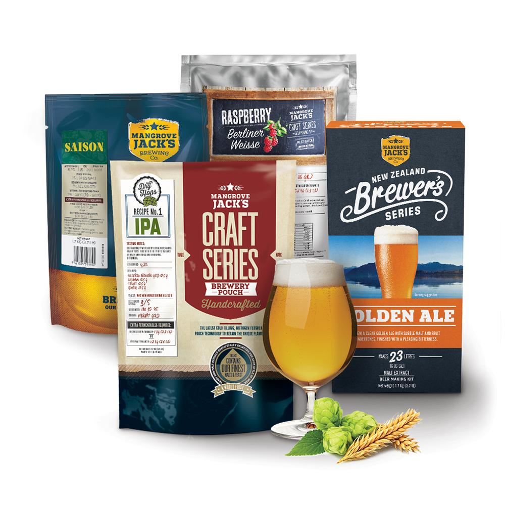 IPA BEER KIT MANGROVE JACK BREWERY POUCH 5 Gallon NO CLEANUP Yeast Included 