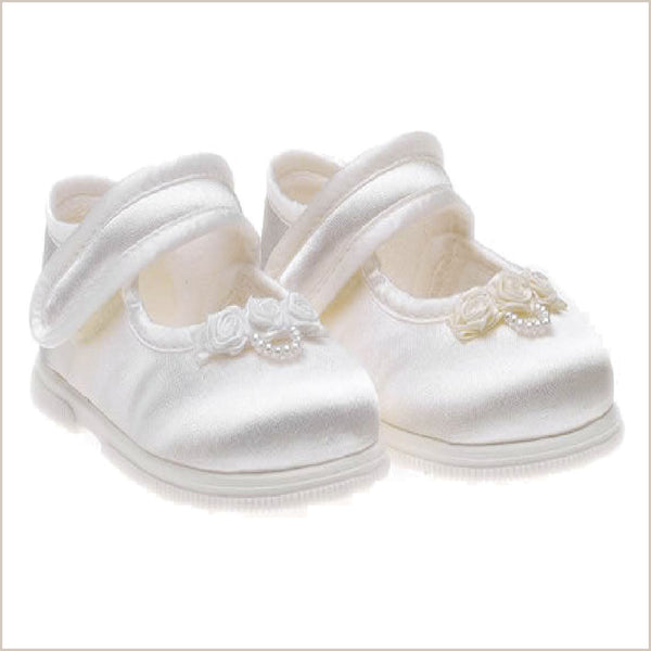 ... 676 Ivory satin special occasion first walker shoes baby | Demigella