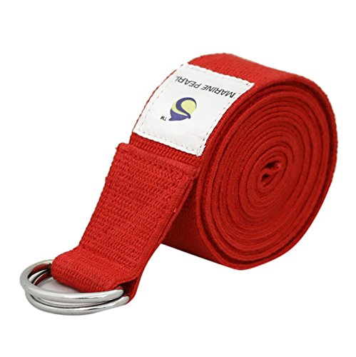 Marine Pearl 8 ft Anti Skid Yoga Strap Belt For Stretching Exercise with D-Ring Buckle/Durable Heavy Duty Cotton/Anti Sweat/Increases Flexibility 