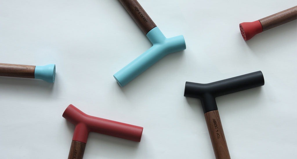 Walking cane handles in different colors