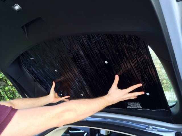 Tesla Model S HeatShield Custom Gold Series Sunshade installation