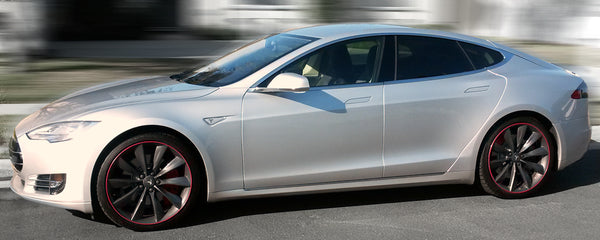 Tesla Model S red wheel bands