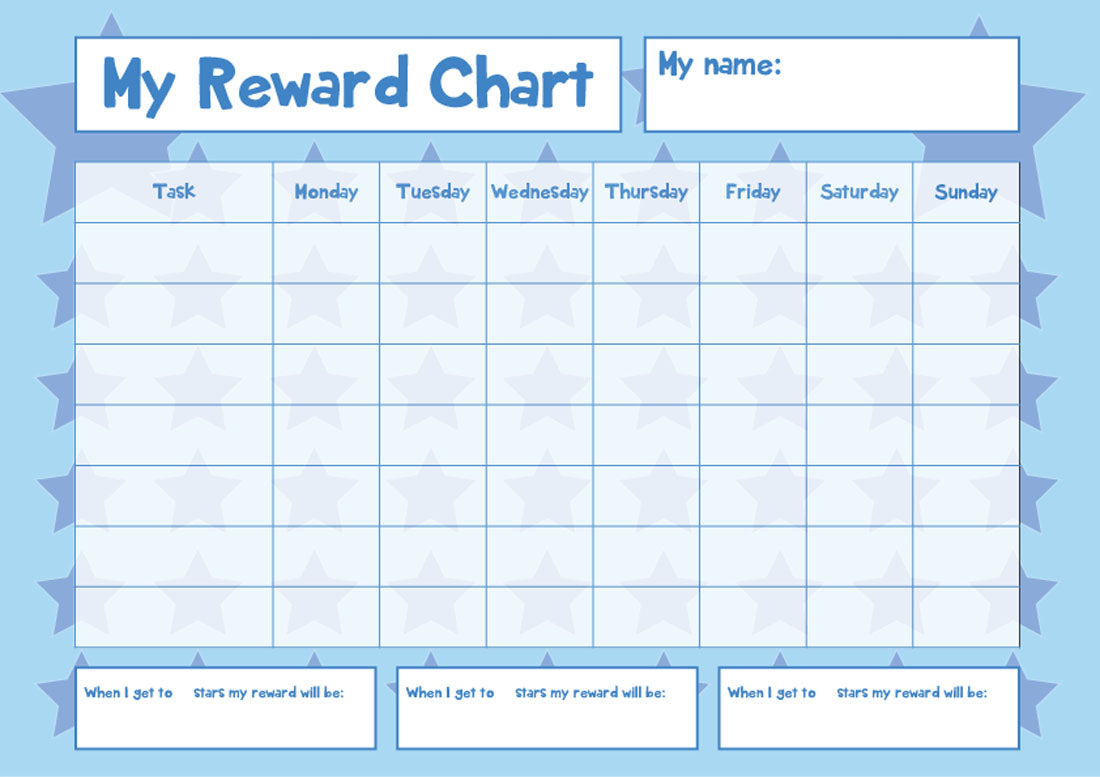 Blue A4 Childrens Reward Chart - Sticker Chart – Rewarding Designs