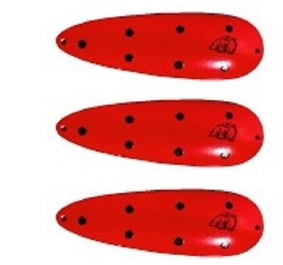 Three Eppinger Big Ed Orange/Black Dots Fishing Spoon Lures 7/8 oz 5 3/4" 37-50