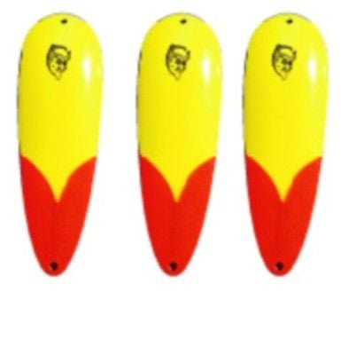 Three Eppinger Seadevle Chartreuse/Orange Fishing Spoon Lures 3 oz 5 3/4" 60-329
