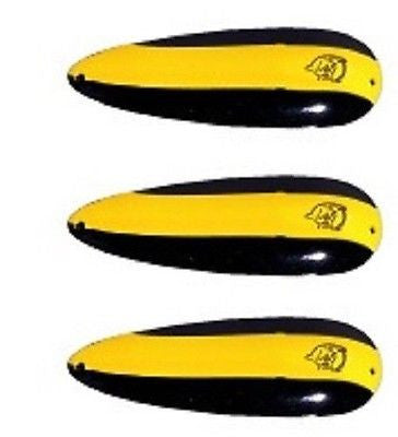 Three Eppinger Seadevle IMP Black/Yellow Stripe Spoon Lures 1 oz 3 1/4" 62-44