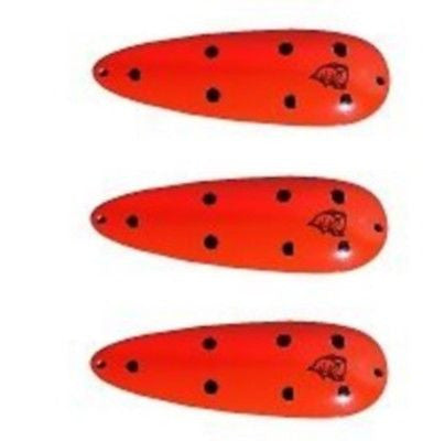 Three Eppinger Dardevlet Orange Potato Bug Fishing Spoon 3/4 oz 2 7/8" 15-20