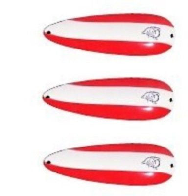 Three Eppinger Devle Dog Junior Red/White Fishing Spoons 1/3 oz 1 7/8" 53-18