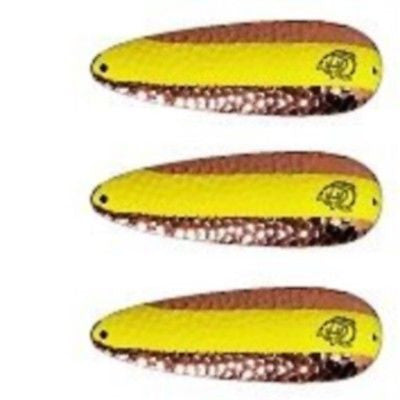 Three Eppinger Seadevle Copper Chartreuse Fishing Spoon Lures 3 oz 5 3/4" 60-387