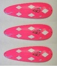 Three Eppinger Dardevlet Pink/White Fishing Spoon Lures 3/4 oz 2 7/8" 1-271