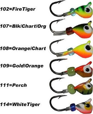 Sitka Mooska Ice Fishing Assortment Glows (Six Jigs Included) Size 14 ASK-14