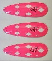 Three Eppinger Rokt Devlet Pink/White Diamond Fish Spoons 1 1/4oz 2 1/4" 11-271