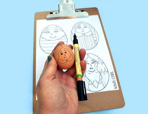 Drawing the designs onto free range eggs- DIY Addams Family Easter Eggs by Jubly-Umph