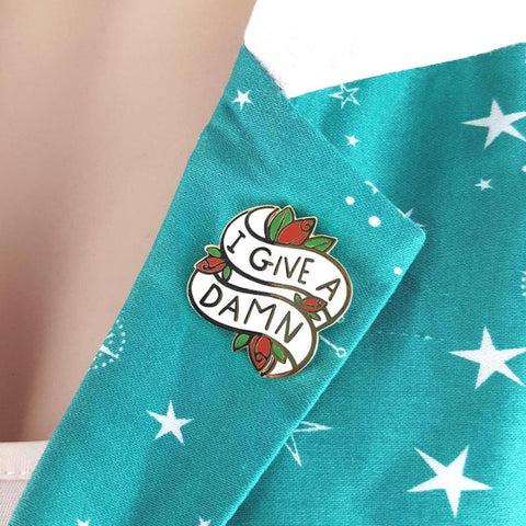 I give a dam enamel lapel pin