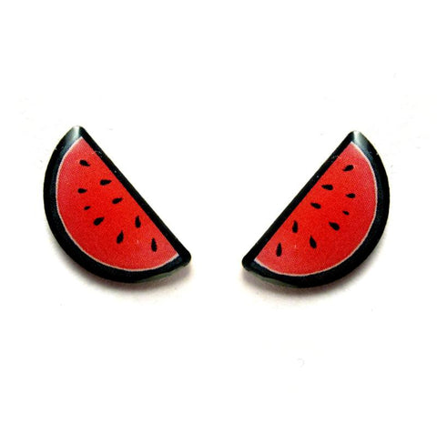 Quirky and fruity watermelon earrings by Jubly-Umph. Made from stainless steel and resin they are perfect for a summer party outfit