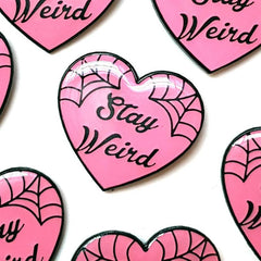 limited edition stay weird heart lapel pin