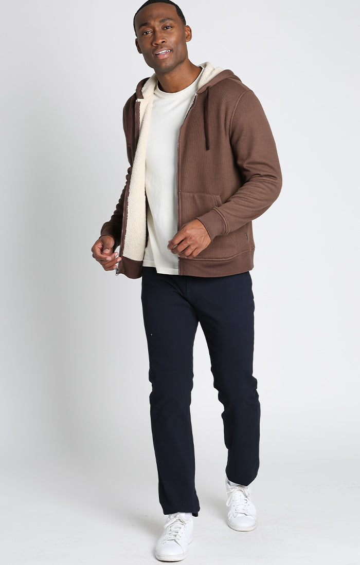 Brown Sherpa Lined Waffle Hoodie Brown Sherpa Lined Waffle Hoodie - JACHS NY