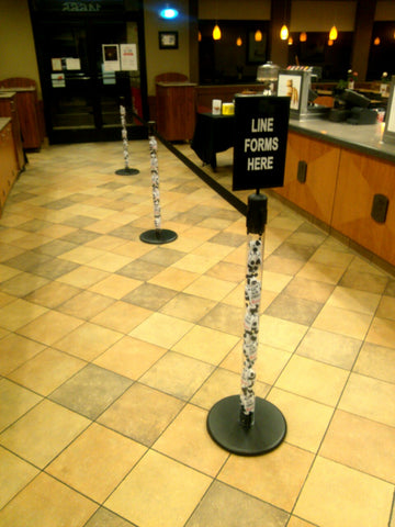 Chic-fil-A Cow Filled Clear Post Stanchion Queue With Sign Frame