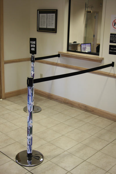 Side View Clear Post Stanchion Polished Chrome Base