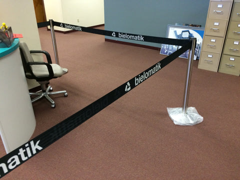 bielomatic Xtra Wide Belt Custom Printed Chrome Retractable Belt Stanchions