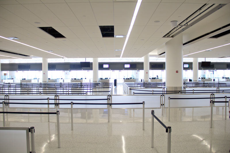 Airport Stanchions JetBlue JFK Retracta Belt Tape Barriers