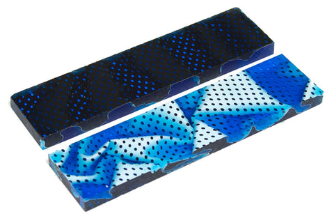 Blue Topaz Water Mesh Knife Scales - 0.35 x 1.5 x 5 - 2 pieces