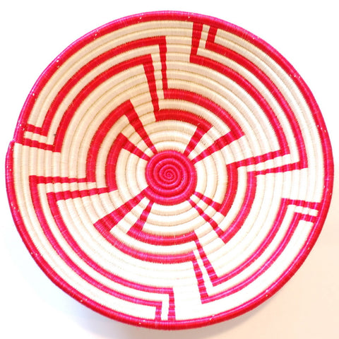 Red and White Geometric Plateau Basket Red and White Geometric Plateau Basket