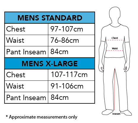 Rubies Men's Size Chart
