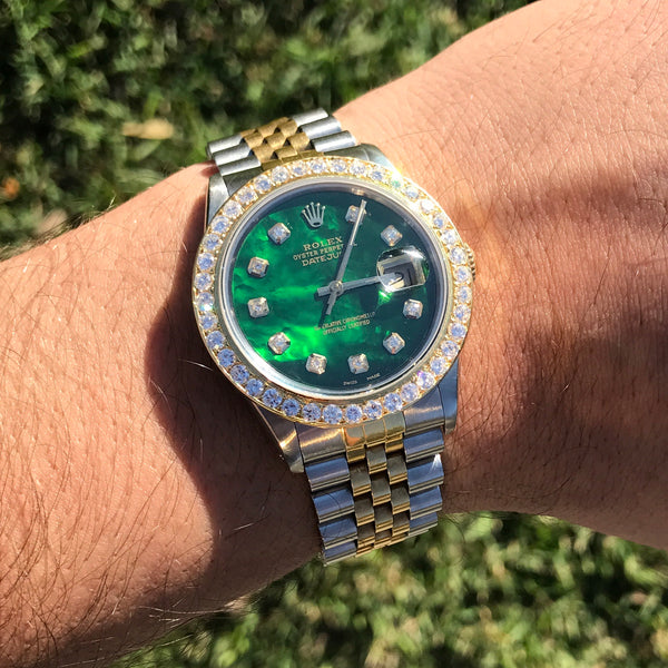 two tone rolex green face