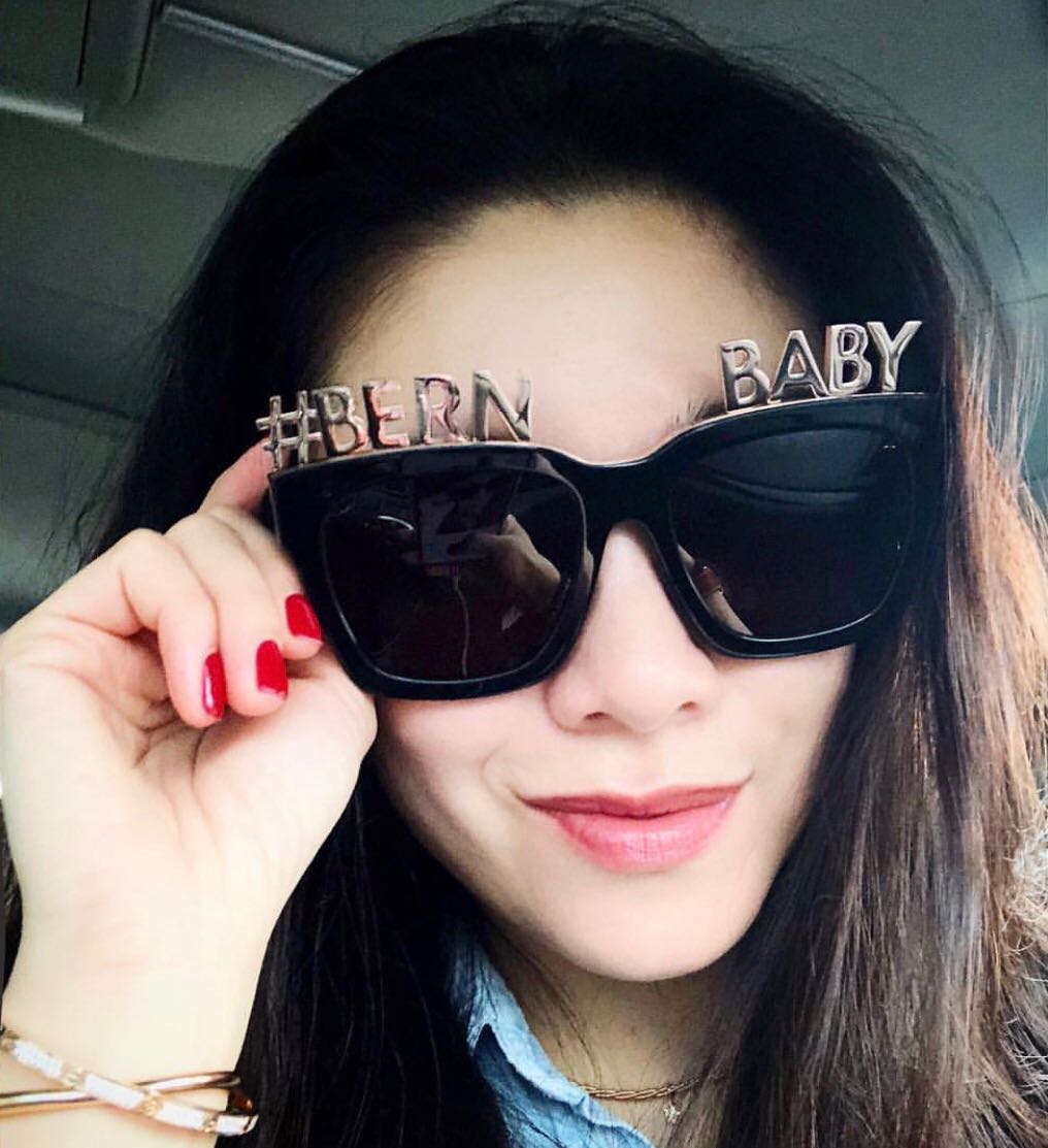 Actress Bernice Liu 廖碧兒 wears REVE by RENE alphabet sunglasses 