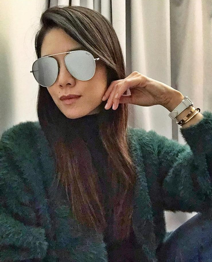 Actress Bernice Liu 廖碧兒 wears REVE by RENE Glimpse aviator sunglasses