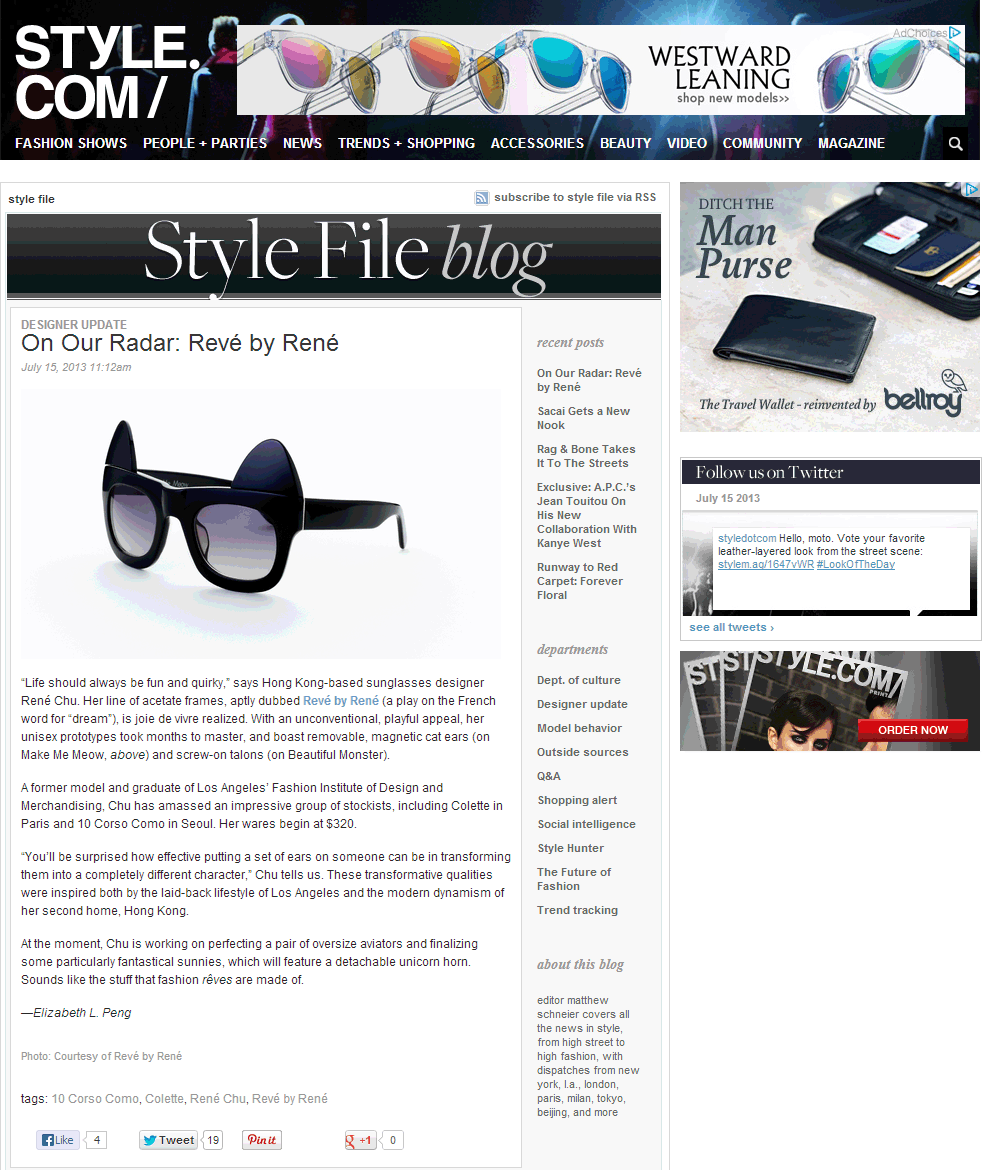 REVE by RENE featured on style.com