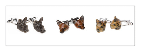 And Mary hand painted porcelain animal head cufflinks