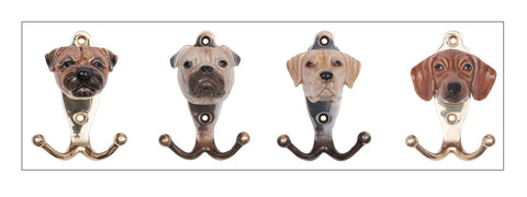 And Mary hand painted porcelain dog head hooks