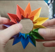 Playing color paper games gif