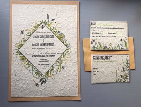 handmade lokta paper wedding stationery