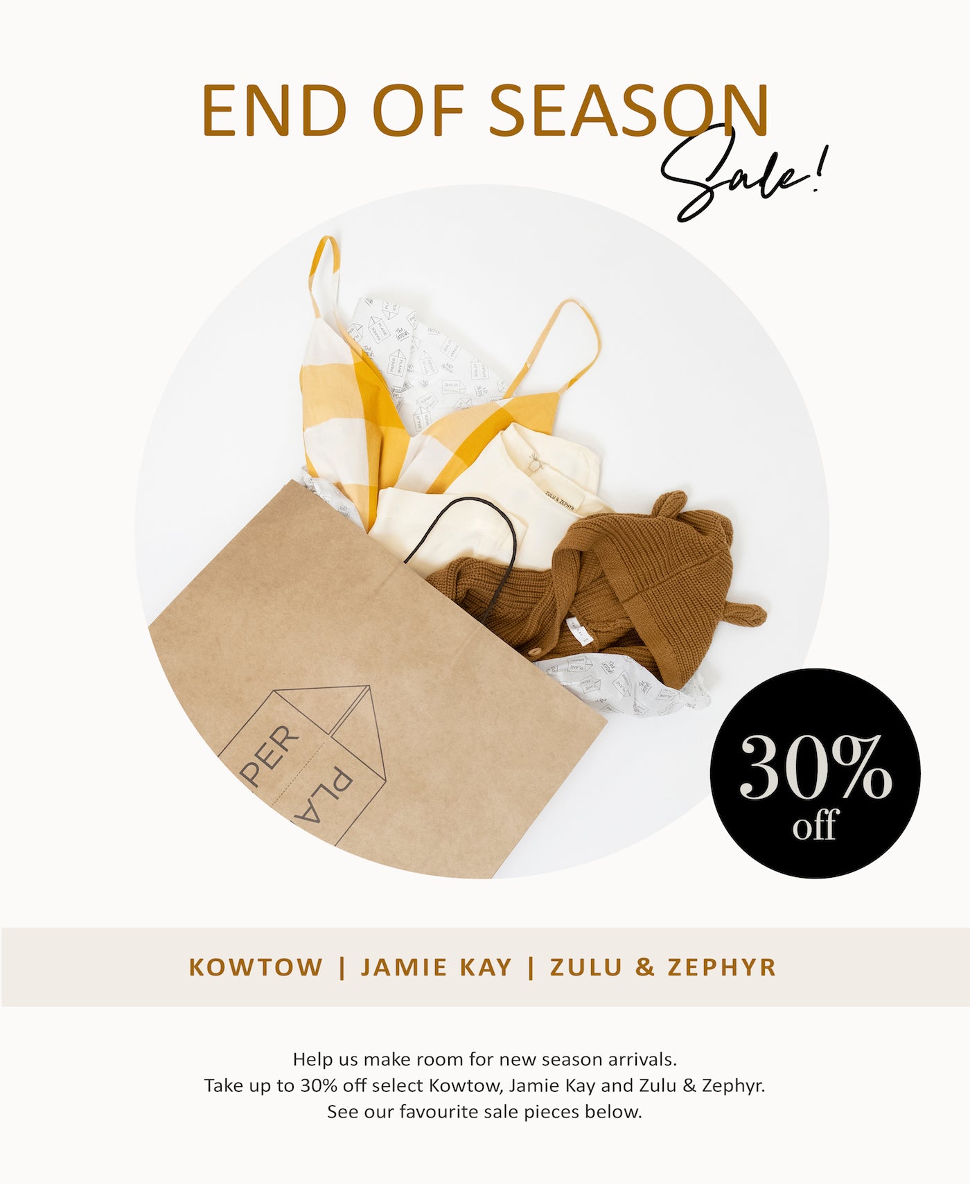 Paper Plane - End of Season - Sale - Kowtow - Jamie Kay - Zulu & Zephyr