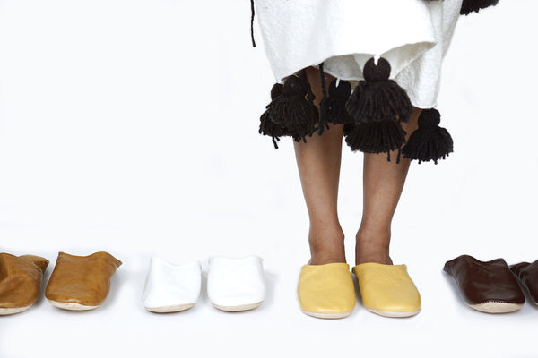 Moroccan Leather Babouche Slippers - Paper Plane Editorial 