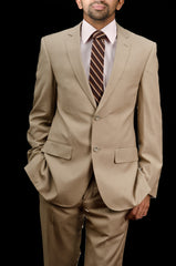 Fresh Men Beige Poly Blend Suit-Front. freshmen wear