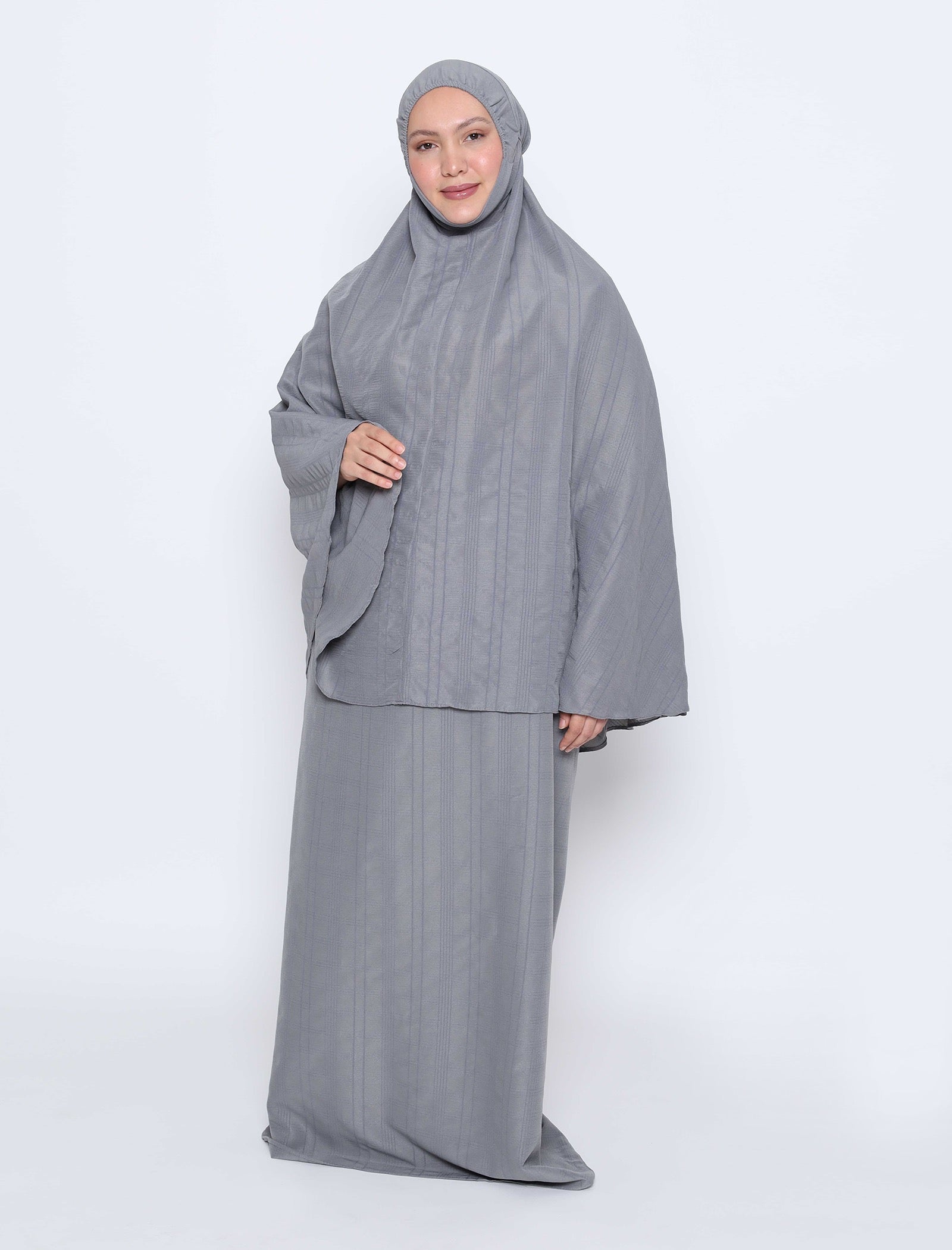 Crepe Telekung Set - Grey