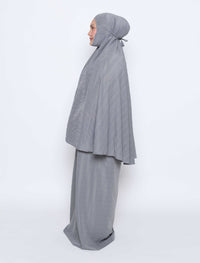 Crepe Telekung Set - Grey