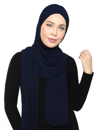 Lux Turban Chiffon Shawl - Navy