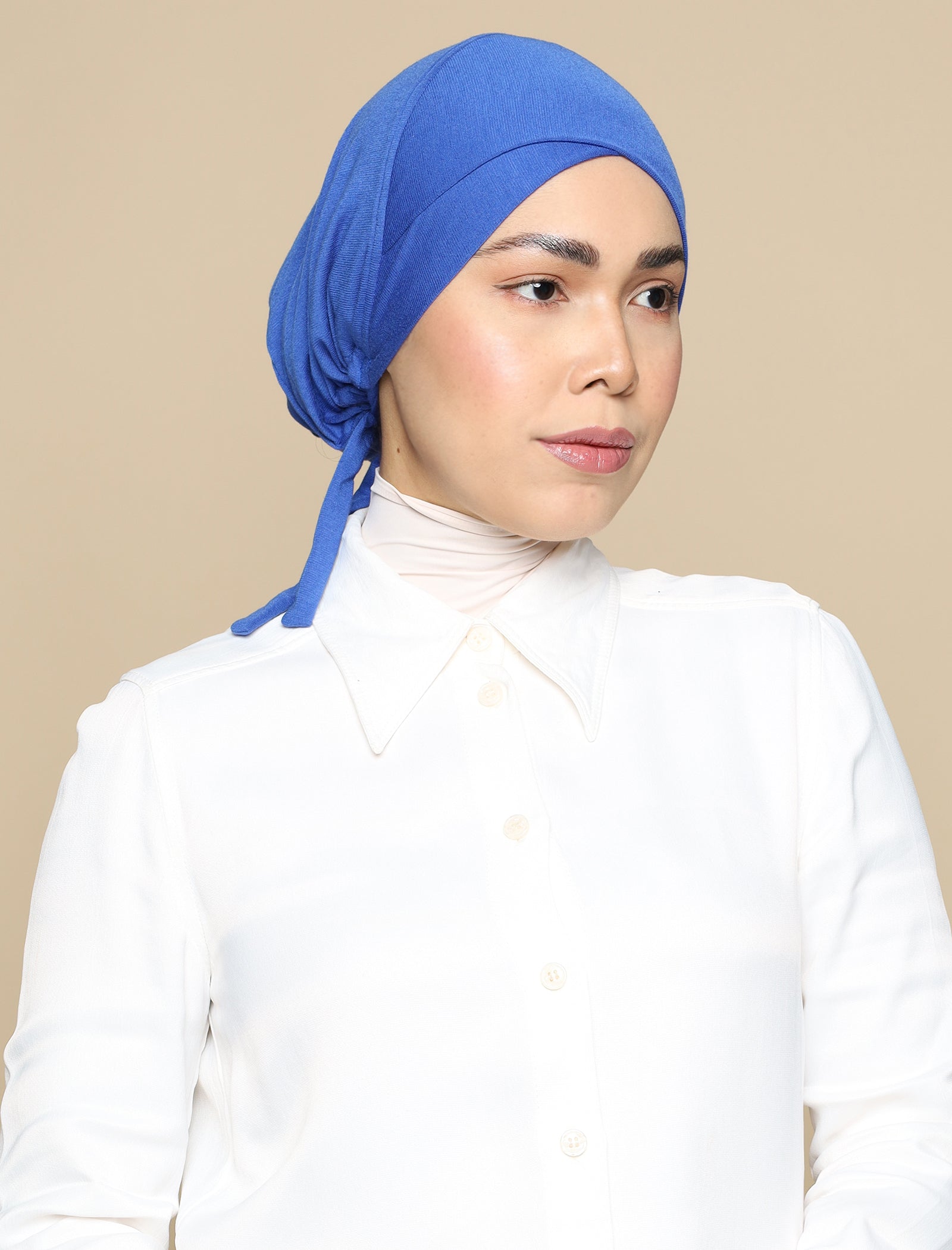 V Bonnet Soft Jersey Underscarf - Royal Blue